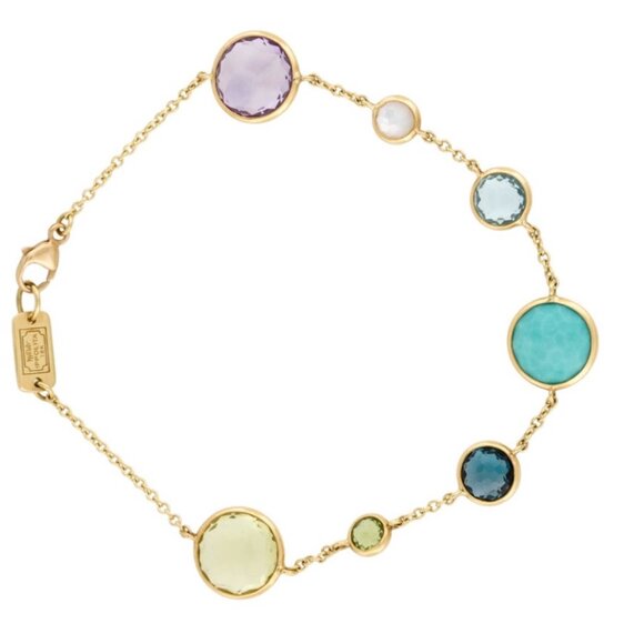 IPPOLITA 18K 750 YELLOW GOLD LOLLITINI 7-STONE LINK BRACELET - Picture 3 of 8